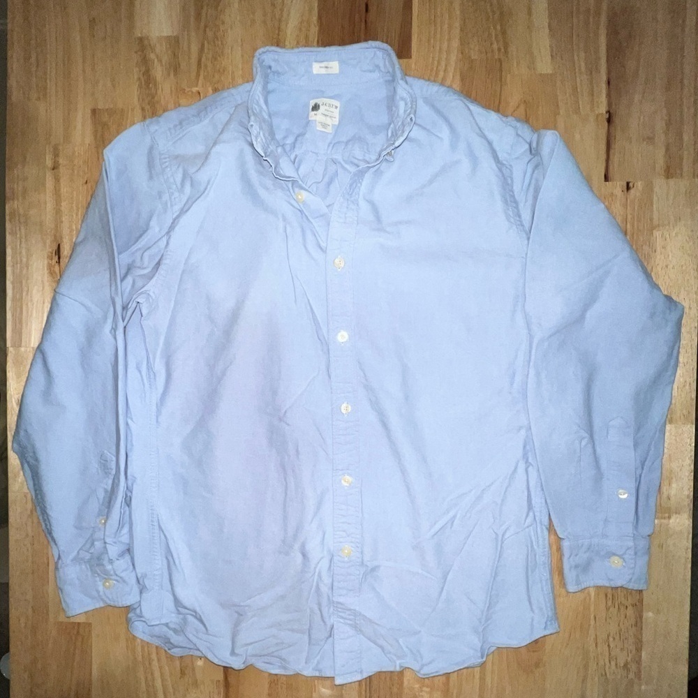 J. Crew Blue Washed Casual 100% Cotton Men’s Casual Button Down Shirt - Size M - Picture 2 of 7